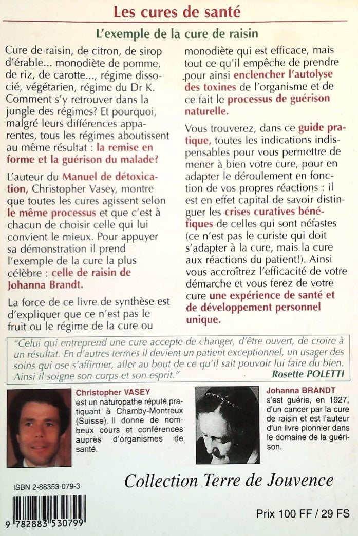Livre Les cures de santé : Régénération et détoxication - Chritopher Vasey (Livre d'occasion) - I...