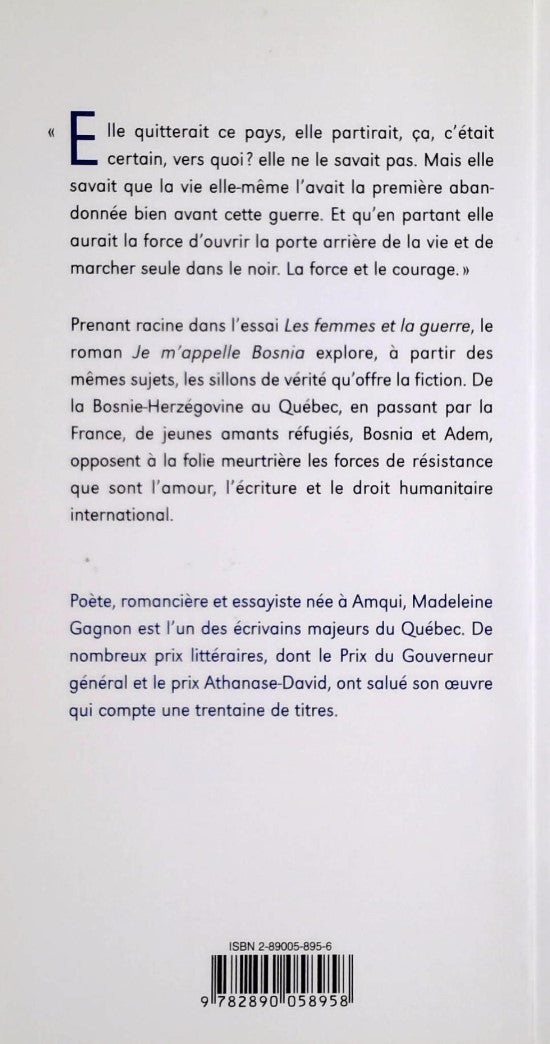 Livre Je m'appelle Bosnia - Madeleine Gagnon (Livre neuf) - ISBN 2890058956