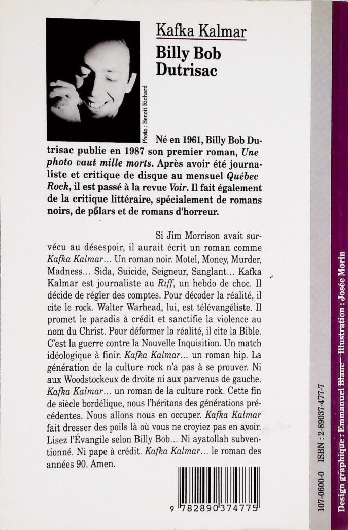Livre Kafka Kalmar: Une crucifiction - Billy Bob Dutrisac (Livre neuf) - ISBN 2890374777