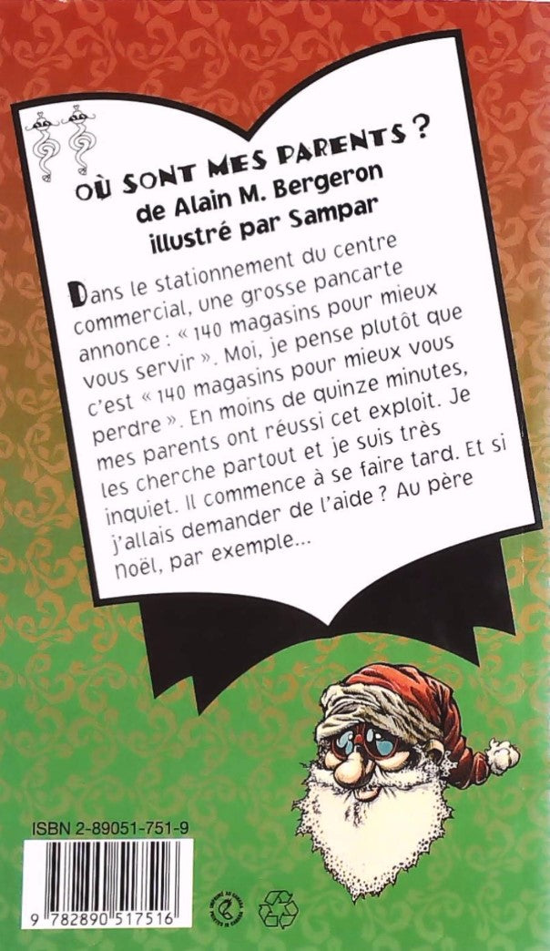 Livre Où sont mes parents? - Alain M. Bergeron (Livre d'occasion) - ISBN 2890517519
