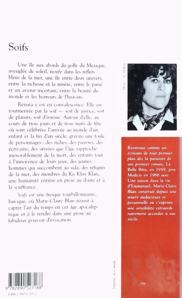 Livre Soifs - Marie-Claire Blais (Livre d'occasion) - ISBN 2890527182
