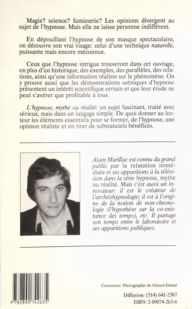 Livre Hypnose : Mythe ou réalité - Alain Marillac (Livre d'occasion) - ISBN 2890742636
