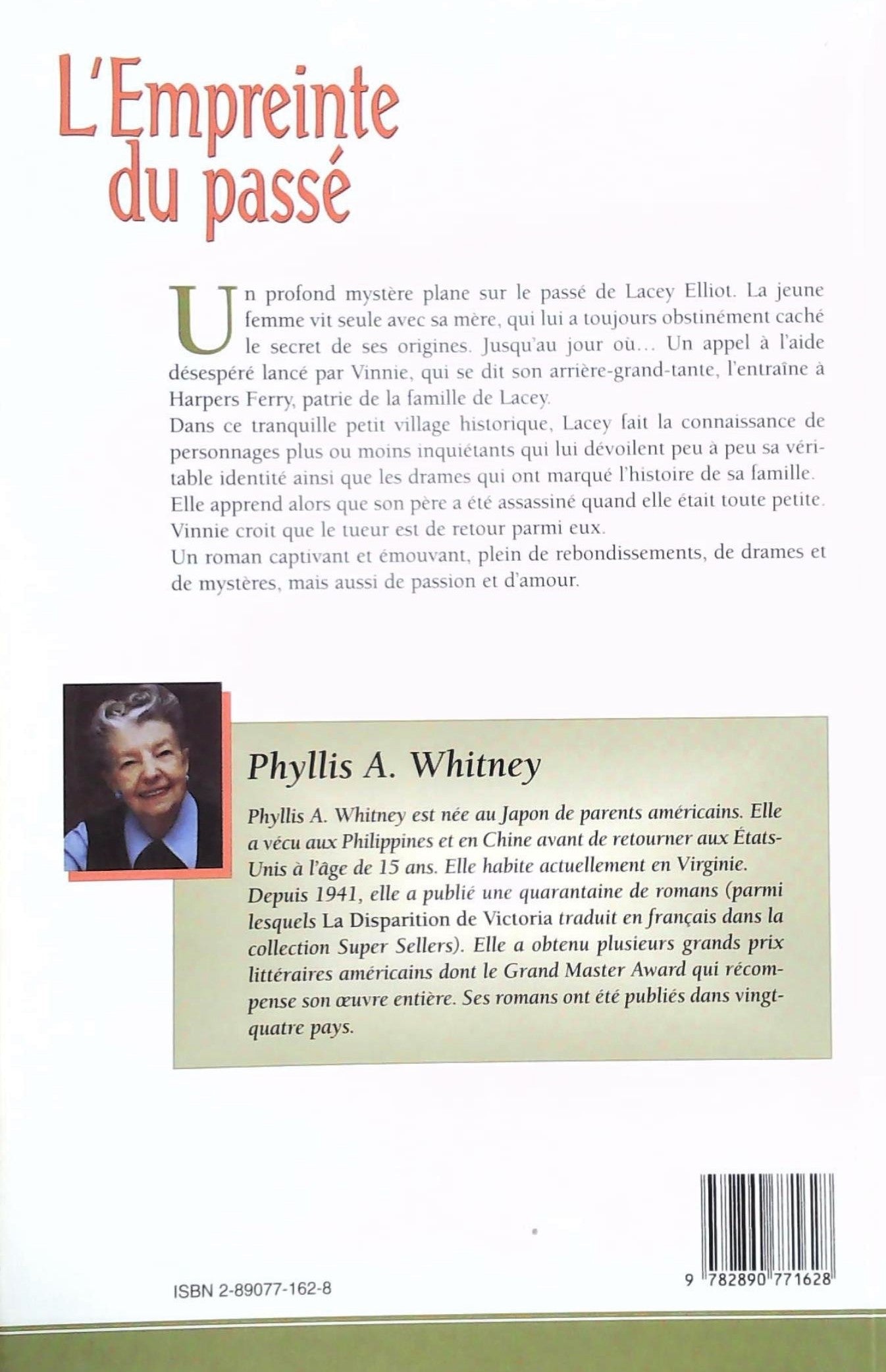 Livre L'empreinte du passé - Phyllis A. Whitney (Livre d'occasion) - ISBN 2890771628