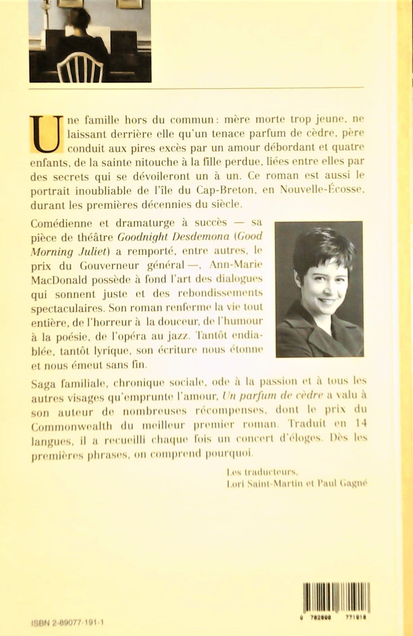 Livre Un parfum de cèdre - Ann-Marie MacDonald (Livre d'occasion) - ISBN 2890771911