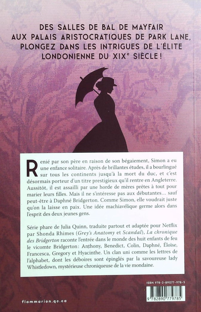 Livre La chronique des Bridgerton # 1 : Daphné (Julia Quinn) (Livre d'occasion) - ISBN 2890779785