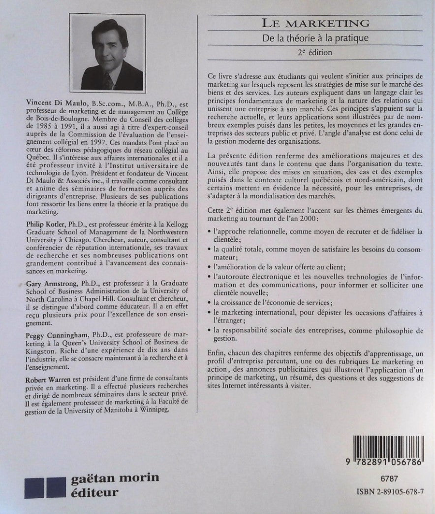 Livre Le marketing : de la théorie à la pratique - Philip Kotler (Livre d'occasion) - ISBN 289105...