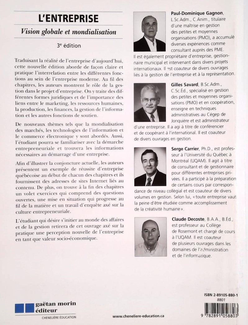 Livre L'entreprise, vision globale et mondialisation (3e édition) - Collectif (Livre d'occasion) ...