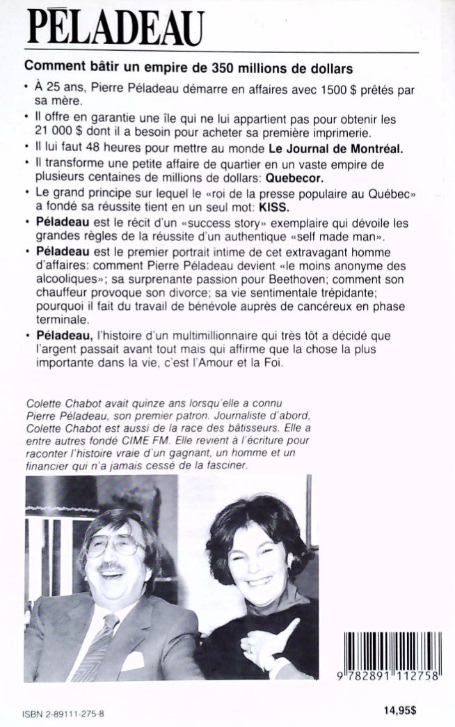 Livre Péladeau - Colette Chabot (Livre d'occasion) - ISBN 289111275X