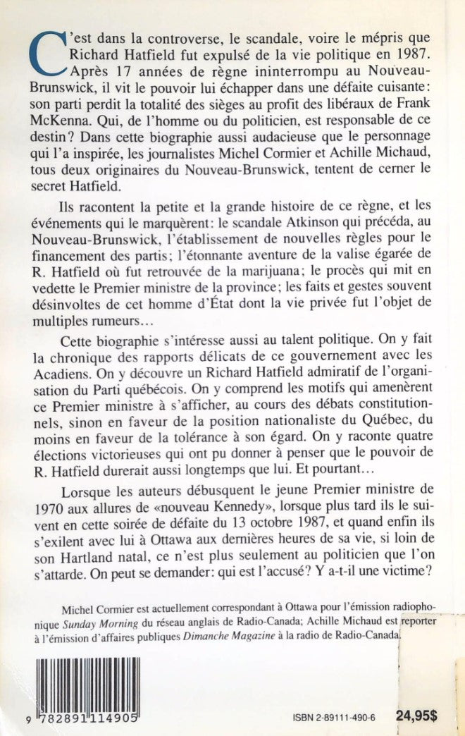 Livre Richard Hatfield : Un dernier train pour Hartland - Michel Cormier (Livre d'occasion)