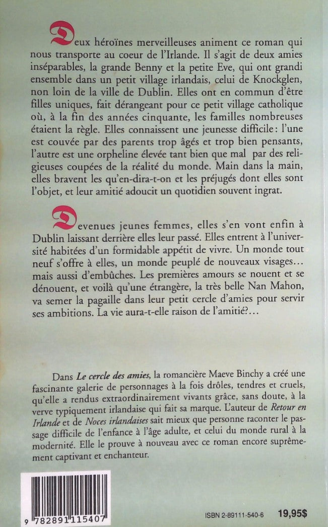 Livre Le cercle des amies - Maeve Binchy (Livre d'occasion) - ISBN 2891115406