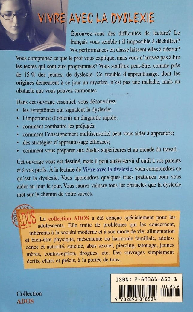 Livre Vivre avec la dyslexie - Karen Donnelly (Livre d'occasion) - ISBN 2893818501