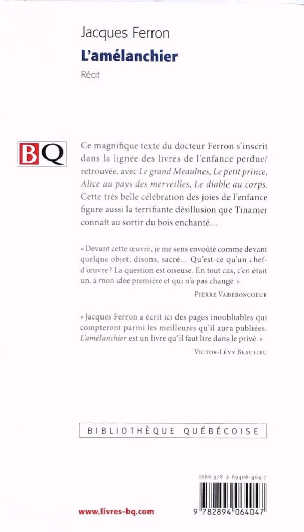 Livre L'amélanchier - Jacque Ferron (Livre d'occasion) - ISBN 2894064047