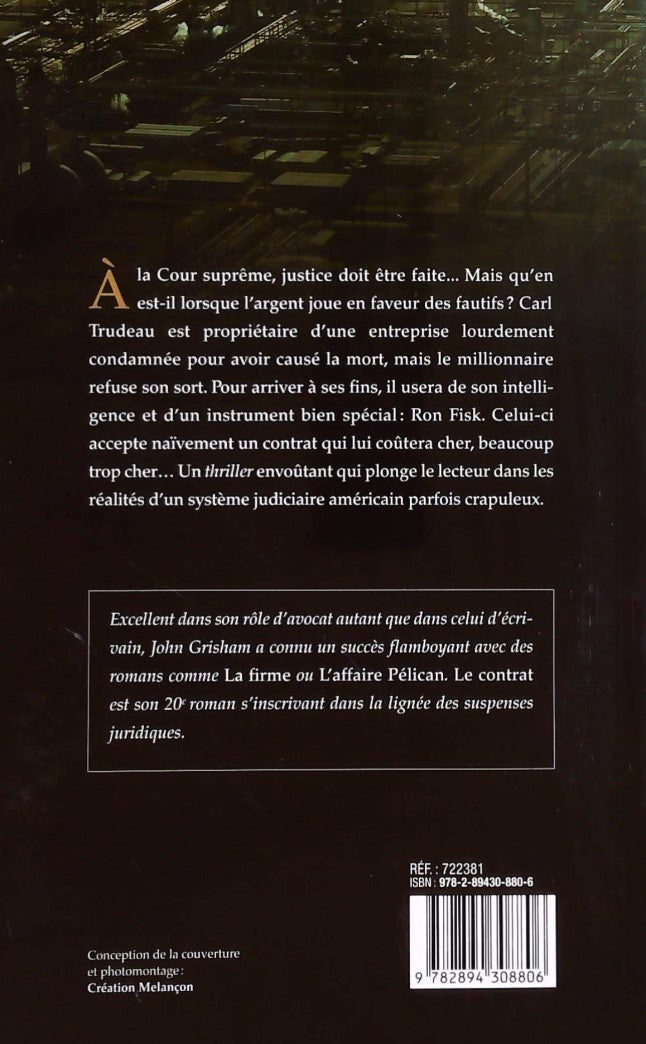 Livre Le contrat - John Grisham (Livre neuf) - ISBN 2894308809