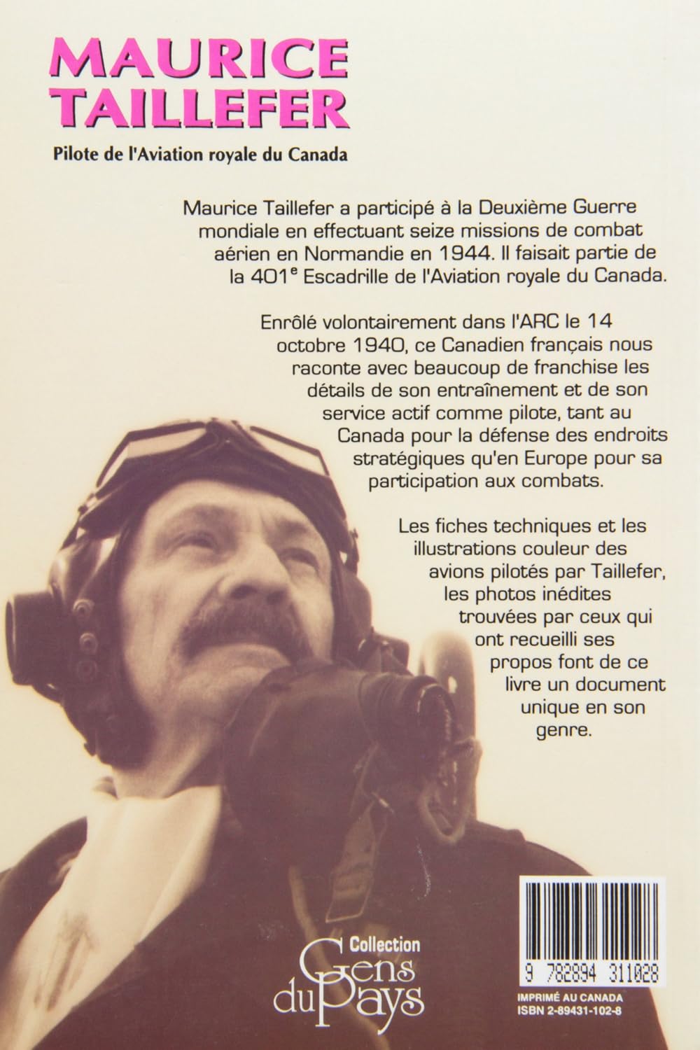 Livre Maurice Taillefer : Pilote de l'Aviation royale du Canada - Claude Chamberland (Livre d'occ...