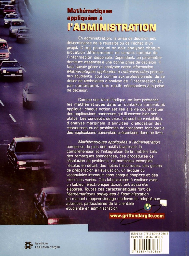 Livre Mathématiques appliquées à l'administration - André Ross (Livre d'occasion) - ISBN 2894430868