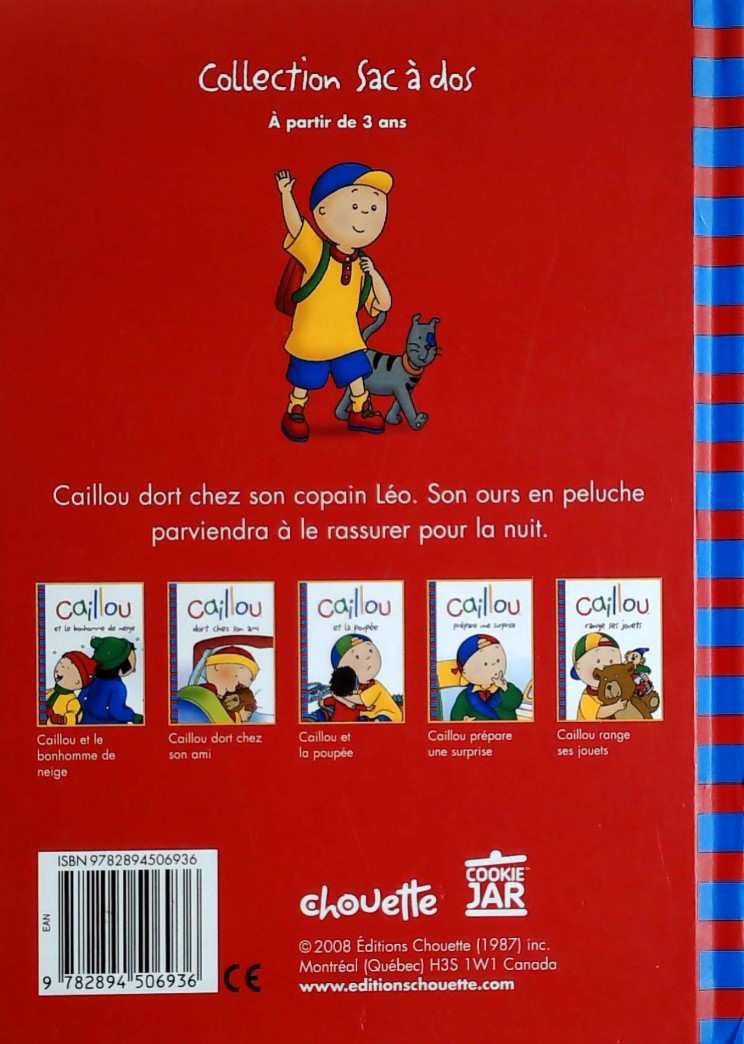 Livre Caillou dort chez son ami - Nicole Nadeau (Livre d'occasion) - ISBN 2894506937