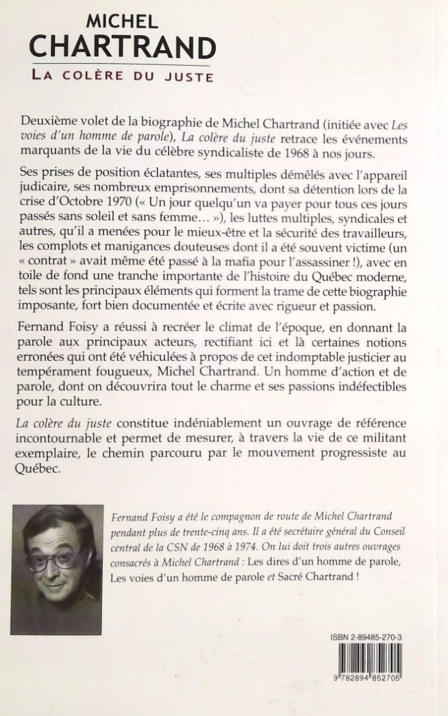 Michel Chartrand : La colère du juste (Fernand Foisy)