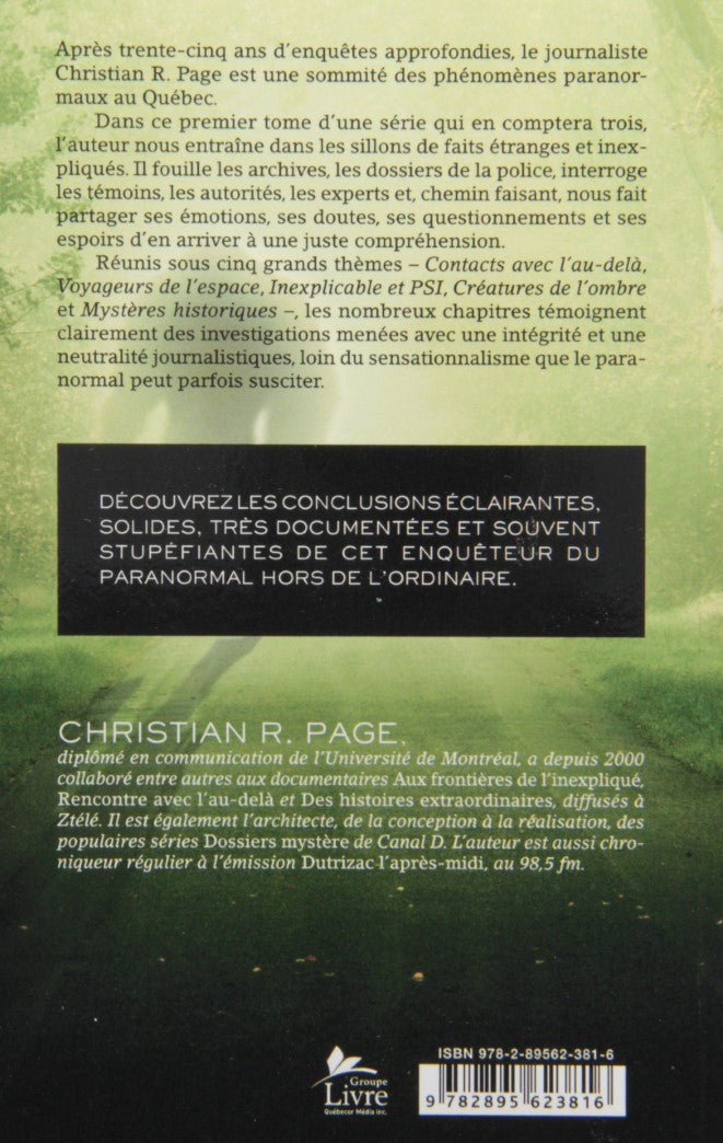 Livre L'enquêteur du paranormal - Christian R. Page (Livre neuf) - ISBN 2895623813