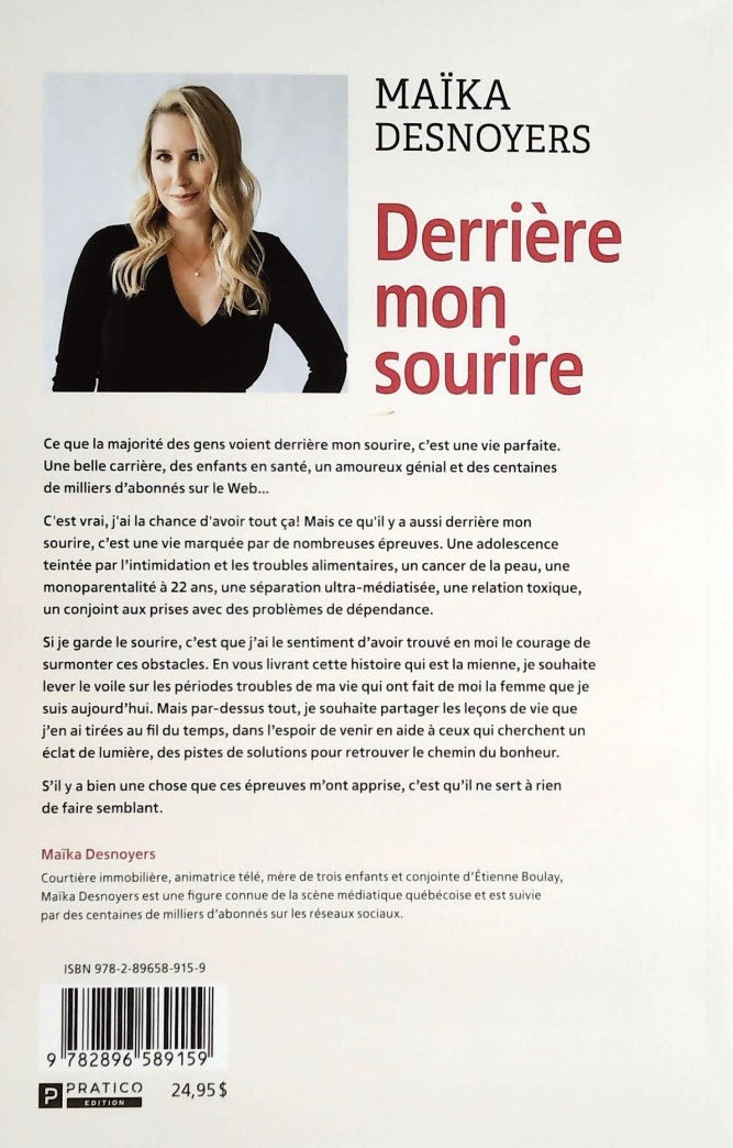 Livre Dernière mon sourire (Maïka Desnoyers) (Livre d'occasion) - ISBN 2896589155