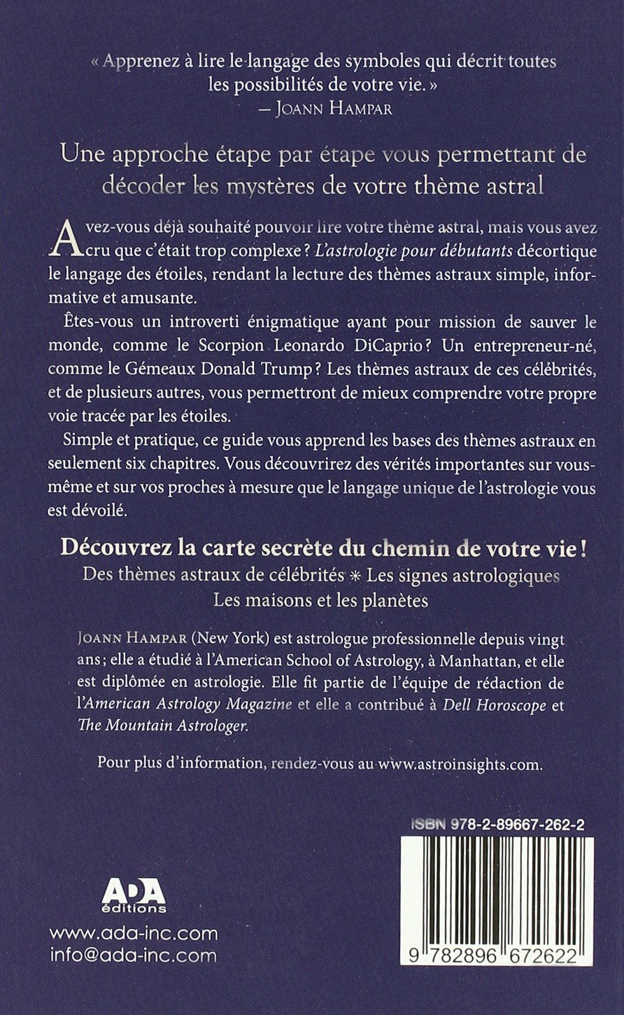 Livre L'estrologie pour débutants : Une façon simple de lire votre thème astral - Joann Hampar (L...