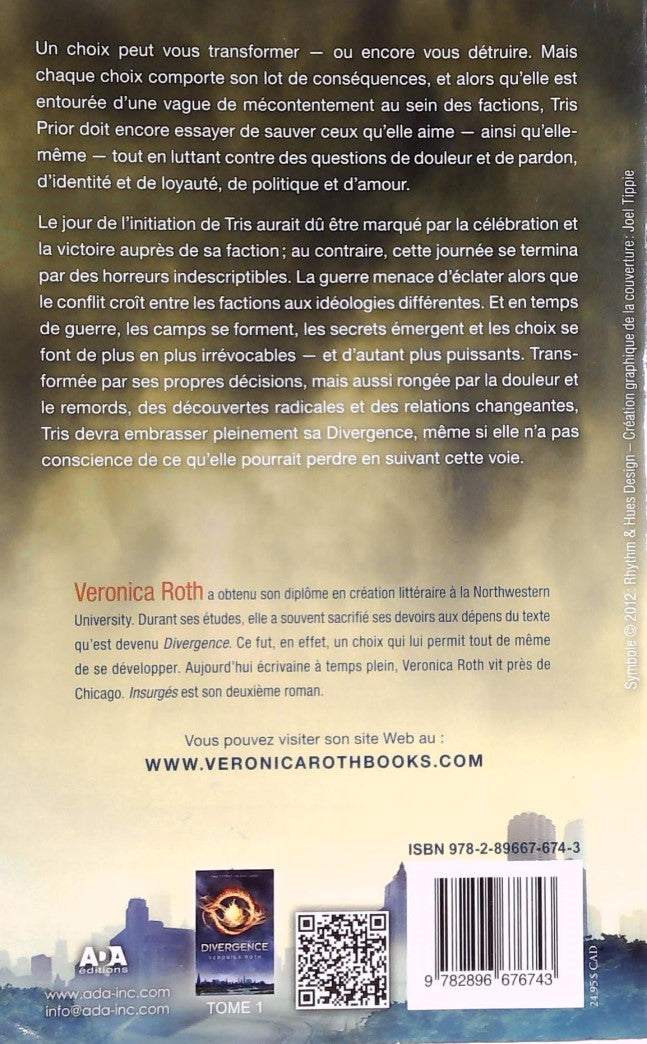 Livre Divergence # 2 : Insurgés (Veronica Roth) (Livre d'occasion) - ISBN 2896676740