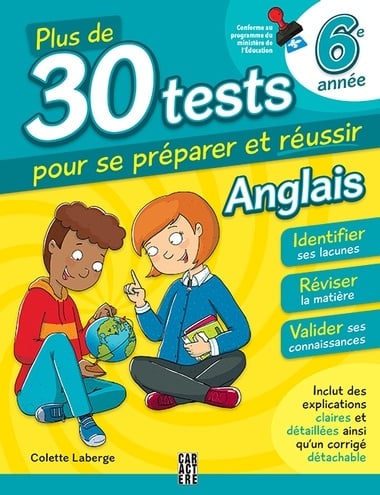 Livre Plus de 30 tests pour se préparer et réussir Anglais 6e année (Livre neuf)