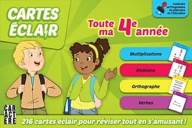 Livre Cartes Éclair : Toute ma 4e année : Multiplications, Divisions, Orthographe, Verbes (Livre...
