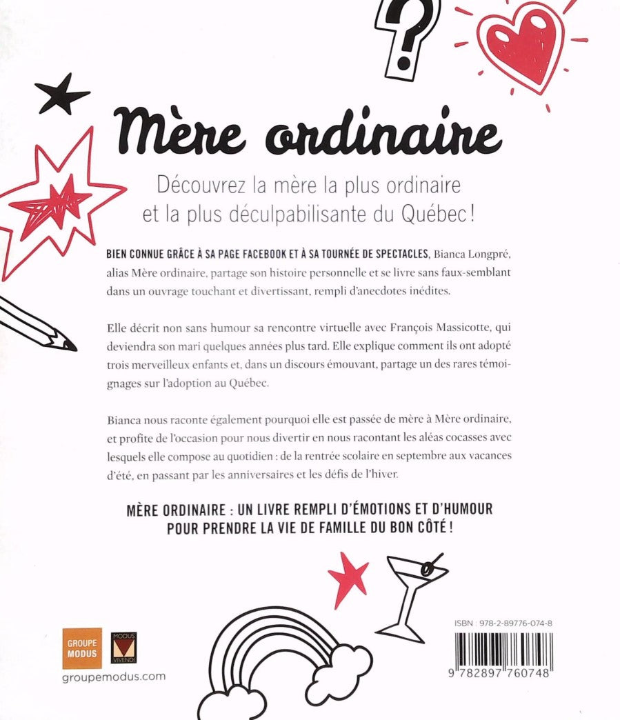 Livre Mère ordinaire : Grossesses du coeur et vie de famille ! (Bianca Longpré) (Livre...