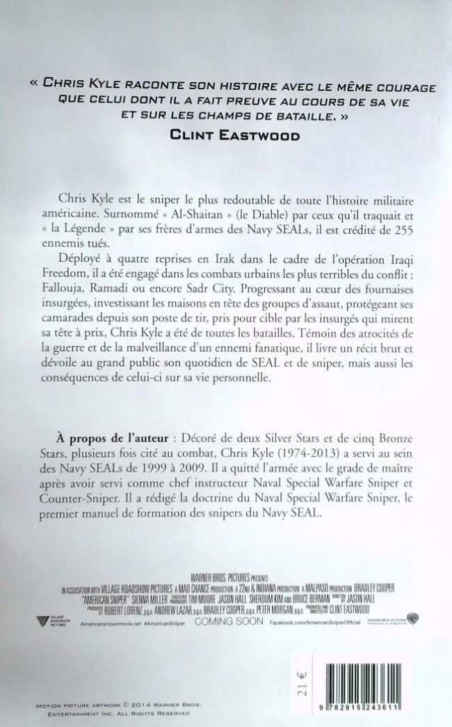Livre American Sniper : L'autobiographie du sniper le plus redoutable de l'histoire américaine - ...