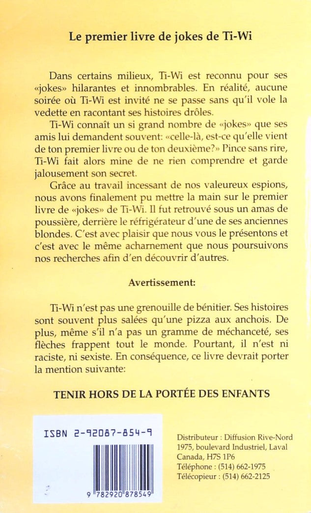 Livre Le livre de jokes de Ti-Wi (Livre d'occasion) - ISBN 2920878549
