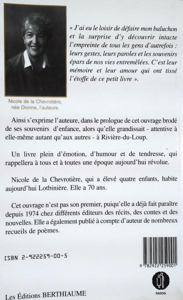Livre Éclats d'enfance - Nicole de la Chevrotière (Livre d'occasion) - ISBN 2922259005