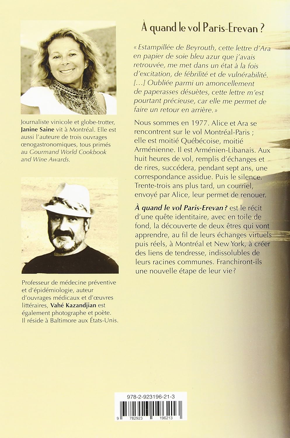 Livre À quand le vol Paris-Erevan? - Janine Saine (Livre d'occasion) - ISBN 292319621X