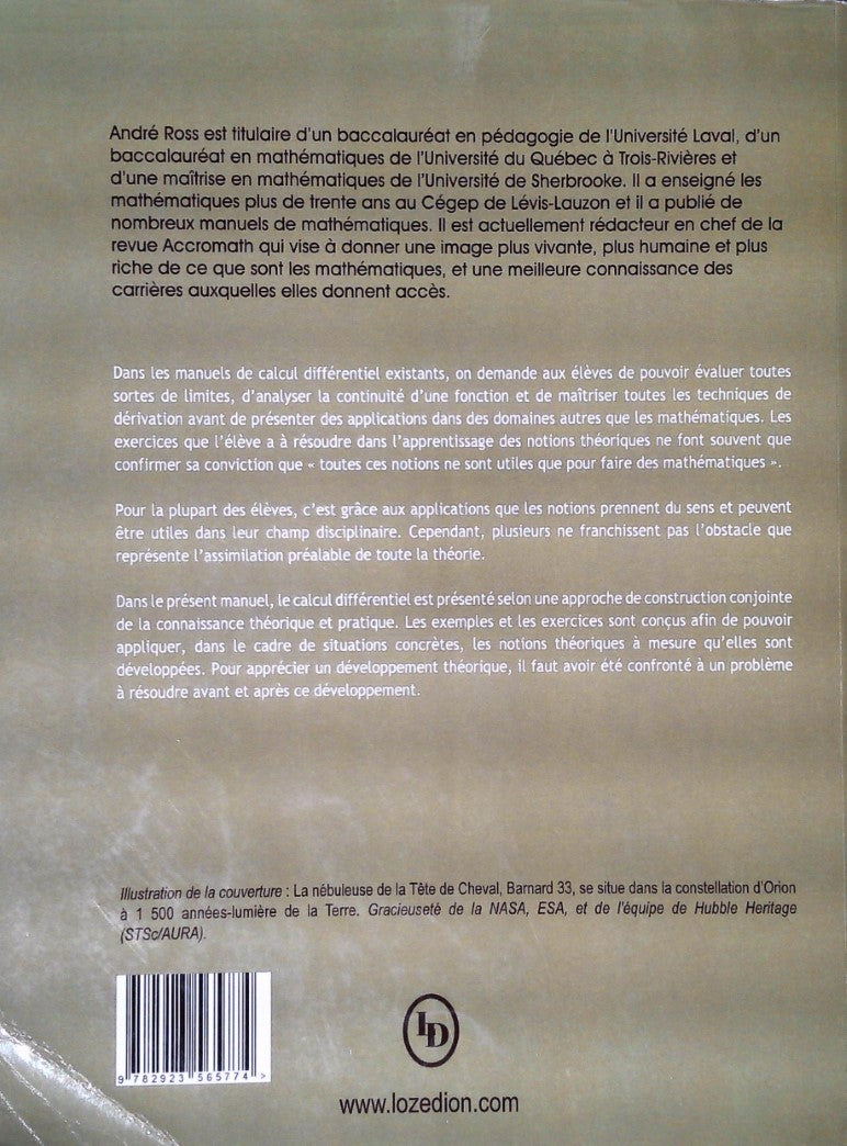 Livre Calcul différentiel : Application en sciences de la nature (4e édition) - André Ross (Livre...