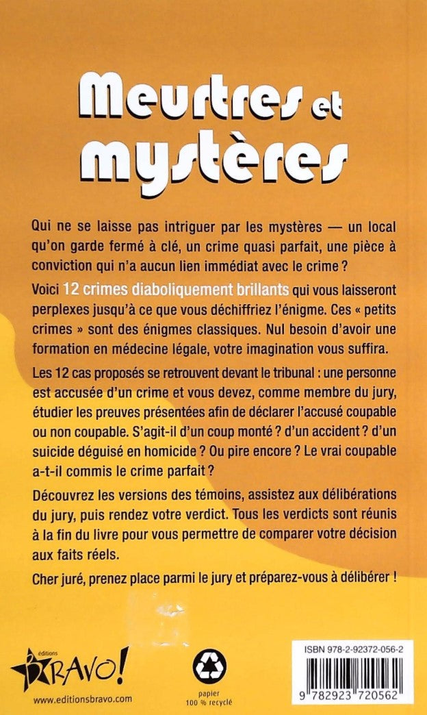 Livre Meurtres et mystères: 12 crimes diaboliques à résoudre - Hy Conrad (Livre d'occasion) - ISB...