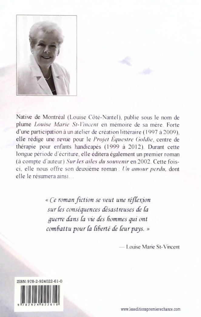 Livre Un amour perdu - Louise Marie St-Vincent (Livre neuf)