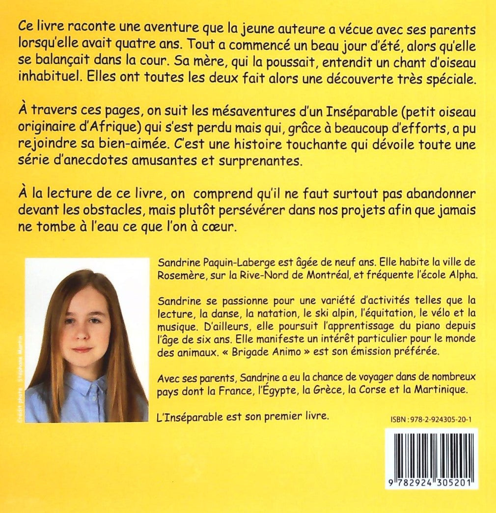 Livre L'inséparable - Sandrine Paquin-Laberge (Livre d'occasion)