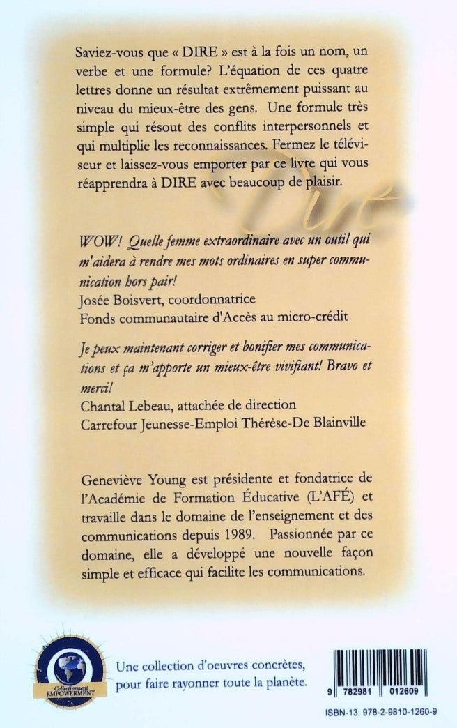 Livre Dire : Une démarche concrète pour communiquer avec plaisir - Genevièvre Young (Livre d'occa...