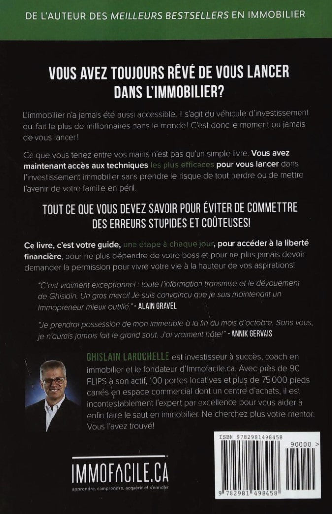 Livre Devenir investisseur immobilier en 90 jours - Ghislain Larochelle (Livre neuf)
