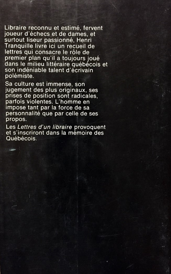 Livre Lettres d'un libraire - Henri Tranquille (Livre d'occasion)