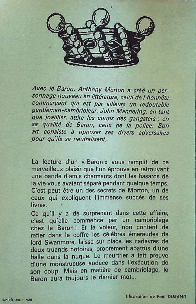 Livre Le baron cambriole - Anthony Morton (Livre d'occasion)