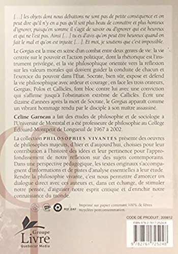 Livre Philosophie vivante : Gorgias (Platon) (Livre d'occasion) - ISBN 2761725247