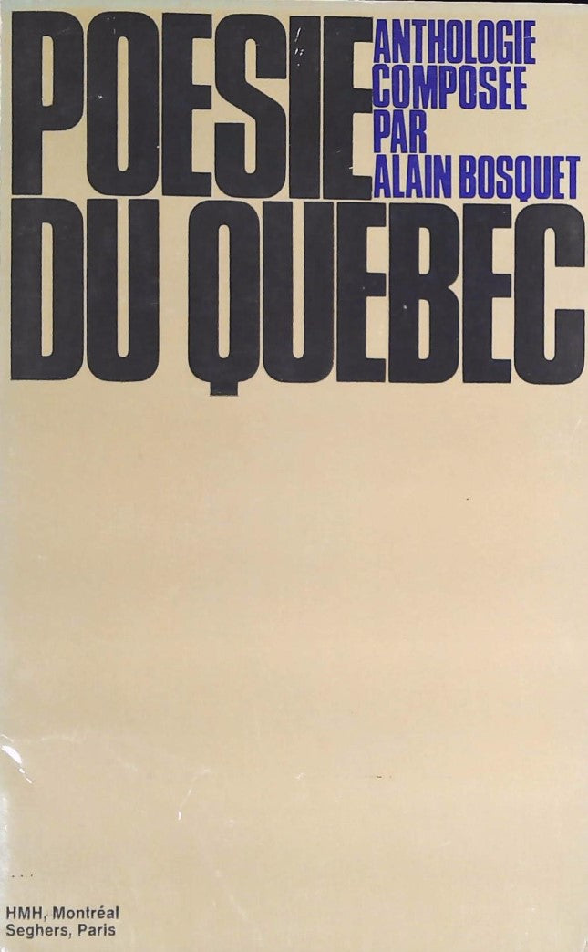 Livre ISBN  Poésie du Québec : Anthologie (Alain Bouquet)