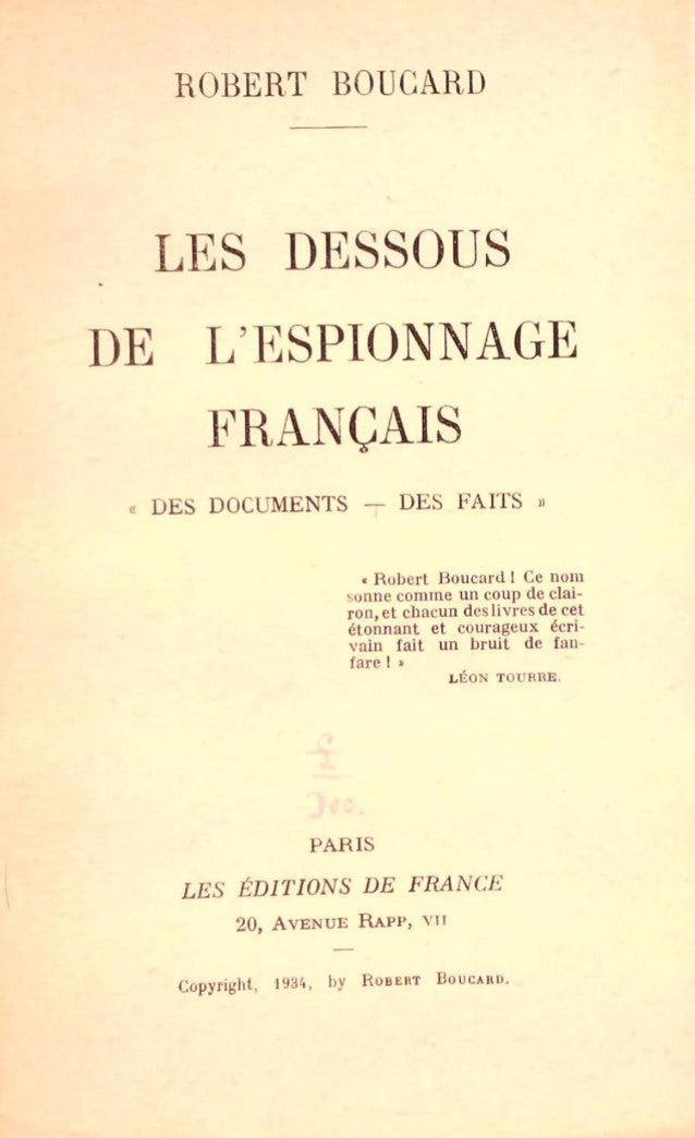 Les dessous de l'espionnage français (Robert Boucard)