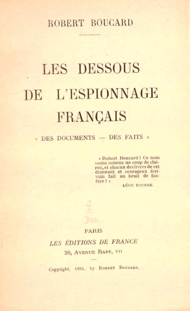 Livre Les dessous de l'espionnage français - Robert Boucard (Livre d'occasion)