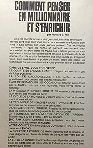 Livre Comment penser en millionnaire et s'enrichir - Howard E. Hill (Livre d'occasion) - ISBN 292...