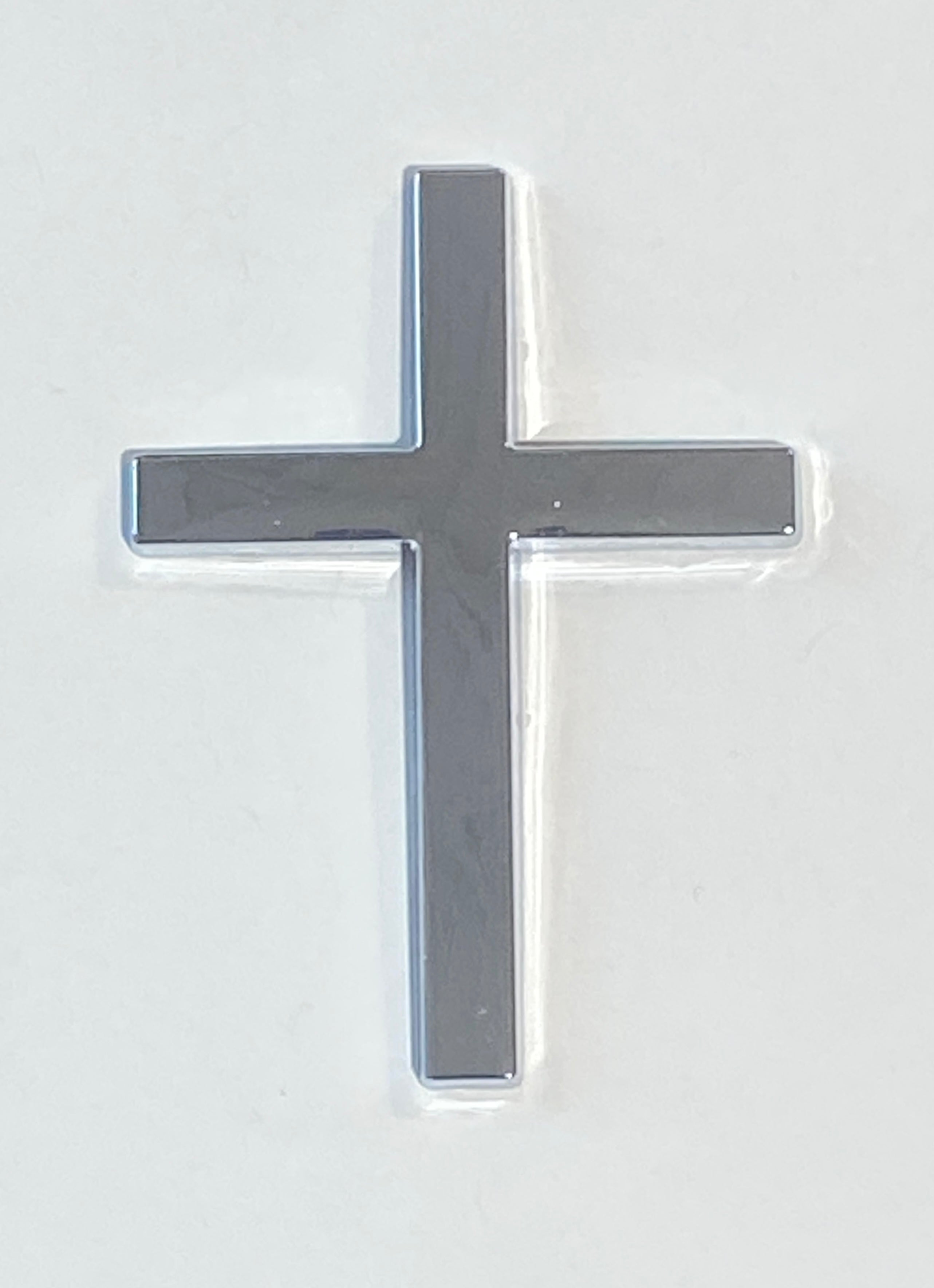 Croix autocollante pour autos/motos/autres - Couleur chrome