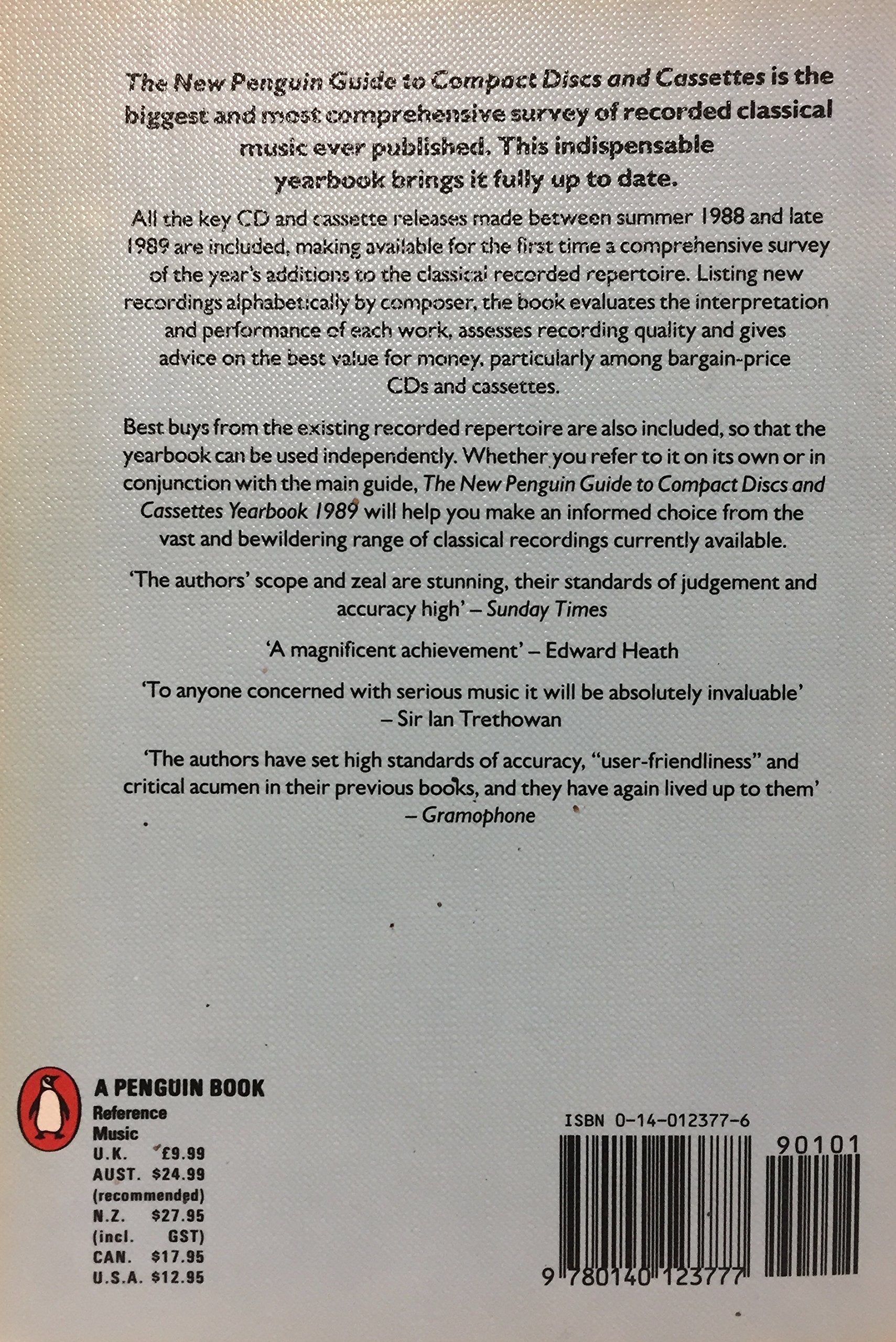 Penguin Guide To Compact Discs And Cassettes Yearbook 1989
