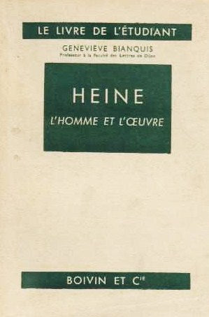 Livre ISBN 0320074811 Heine l'homme et l'oeuvre (Geneviève Bianquis)