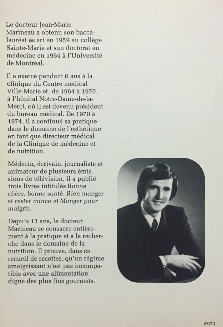 Recettes de gourmets pour maigrir, seul ou avec l'aide de votre médecin (Dr Jean-Marie Marineau)