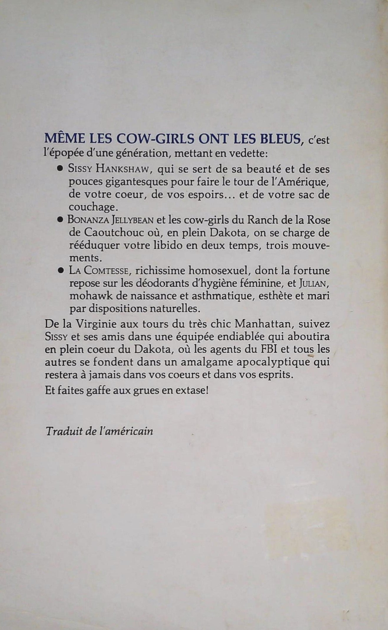 Même les cow-girls ont les bleus (Tom Robbins)
